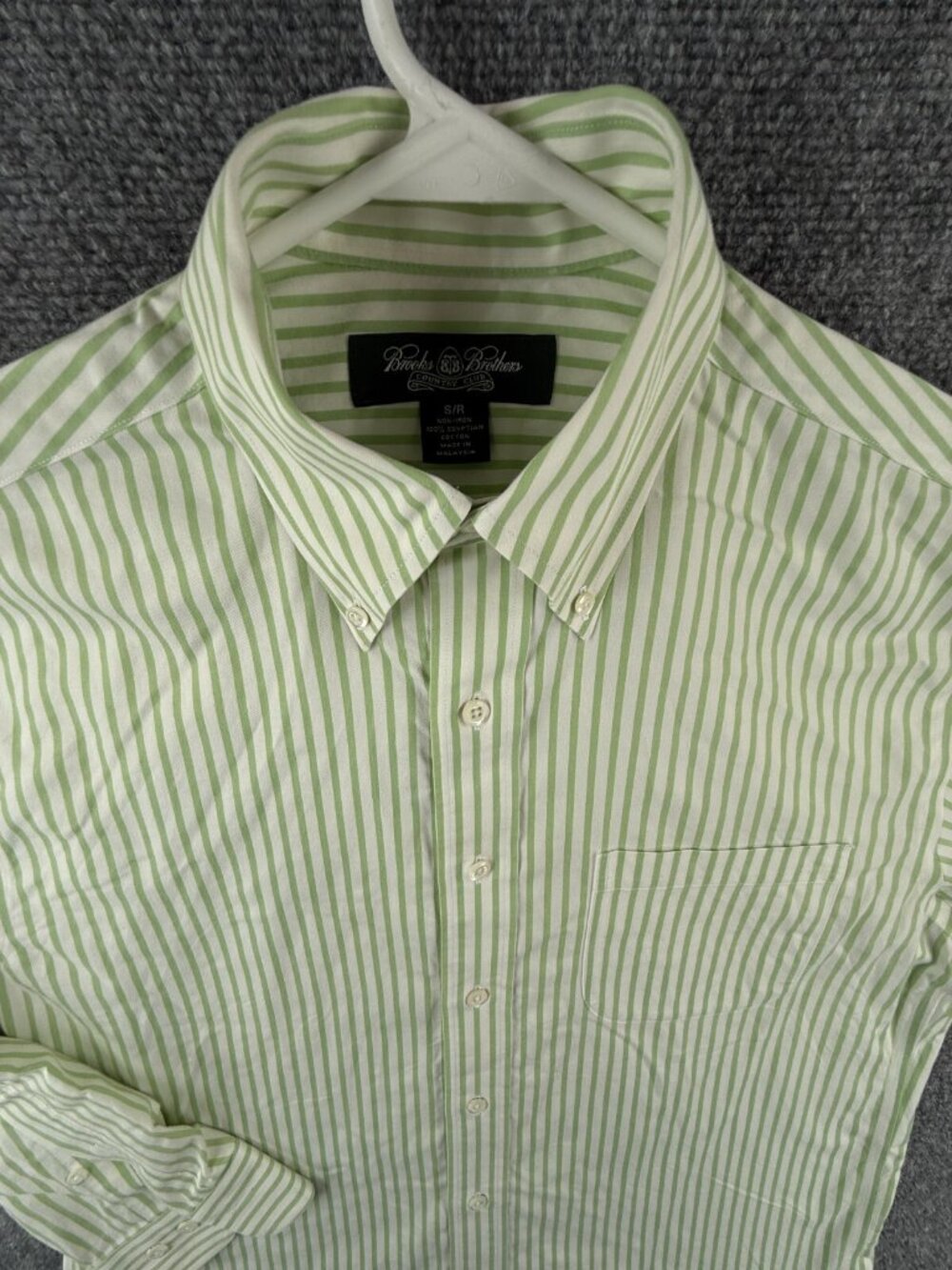 Brooks Brothers Non Iron Country Club Button Up Shirt Striped Green Small Reg